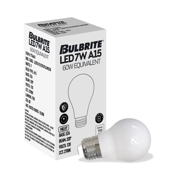 776641 - Filaments Dimmable Milky Glass A15 LED Light Bulb - 7 Watt - 2700K - 4 Pack