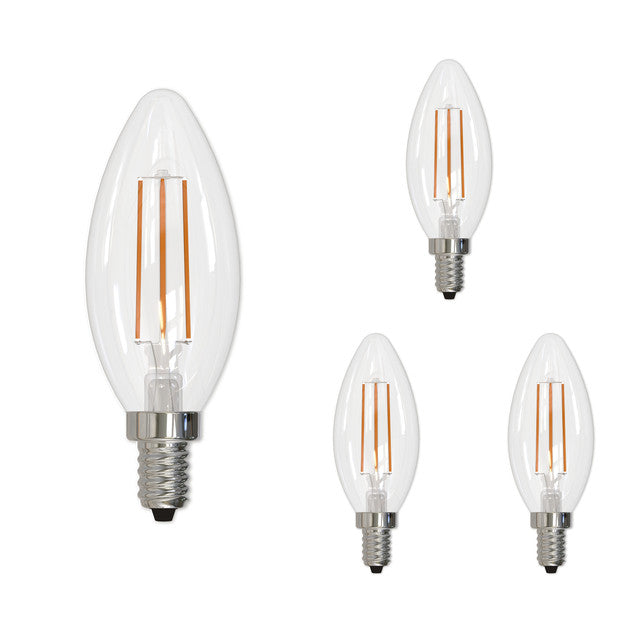 776638 - Filaments Dimmable Clear B11 Candelabra LED Light Bulb - 5 Watt - 4000K - 4 Pack