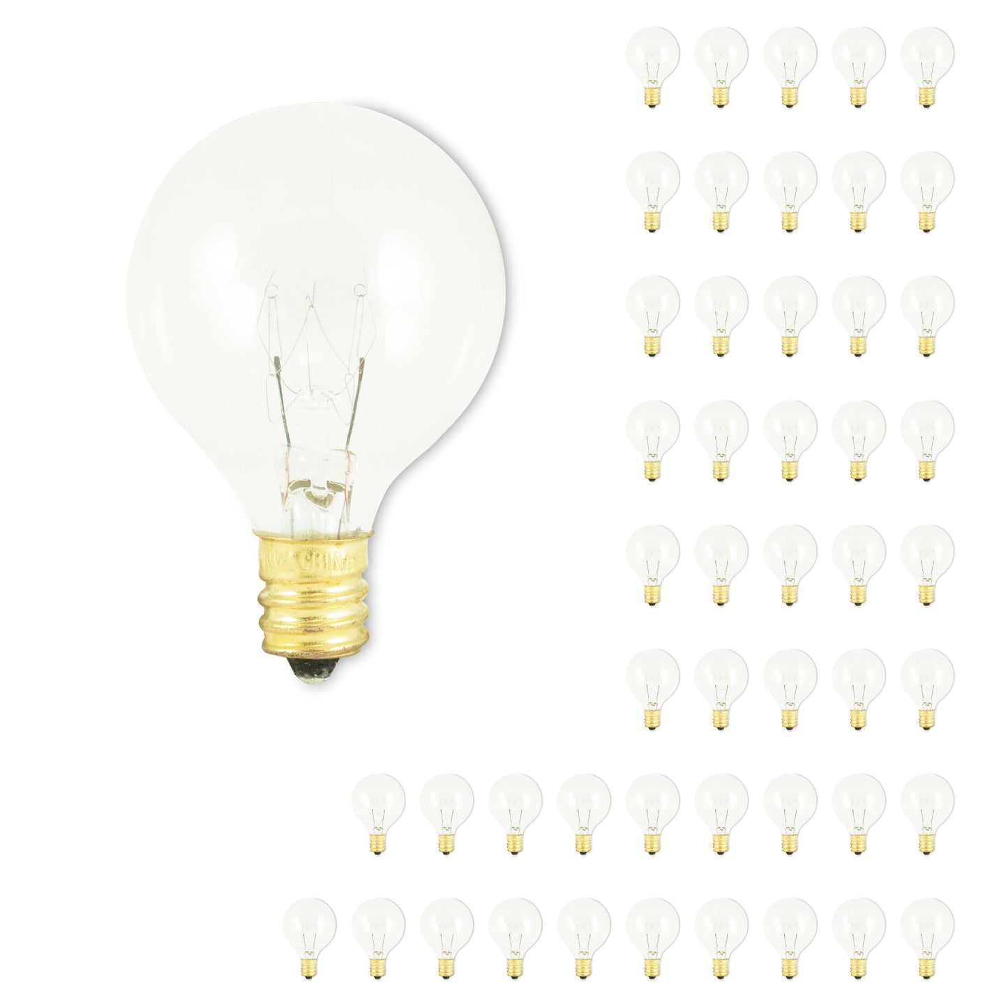 301010 - Dimmable Clear G12 Globe Incandescent Candelabra Light Bulb - 10 Watt - 50 Pack