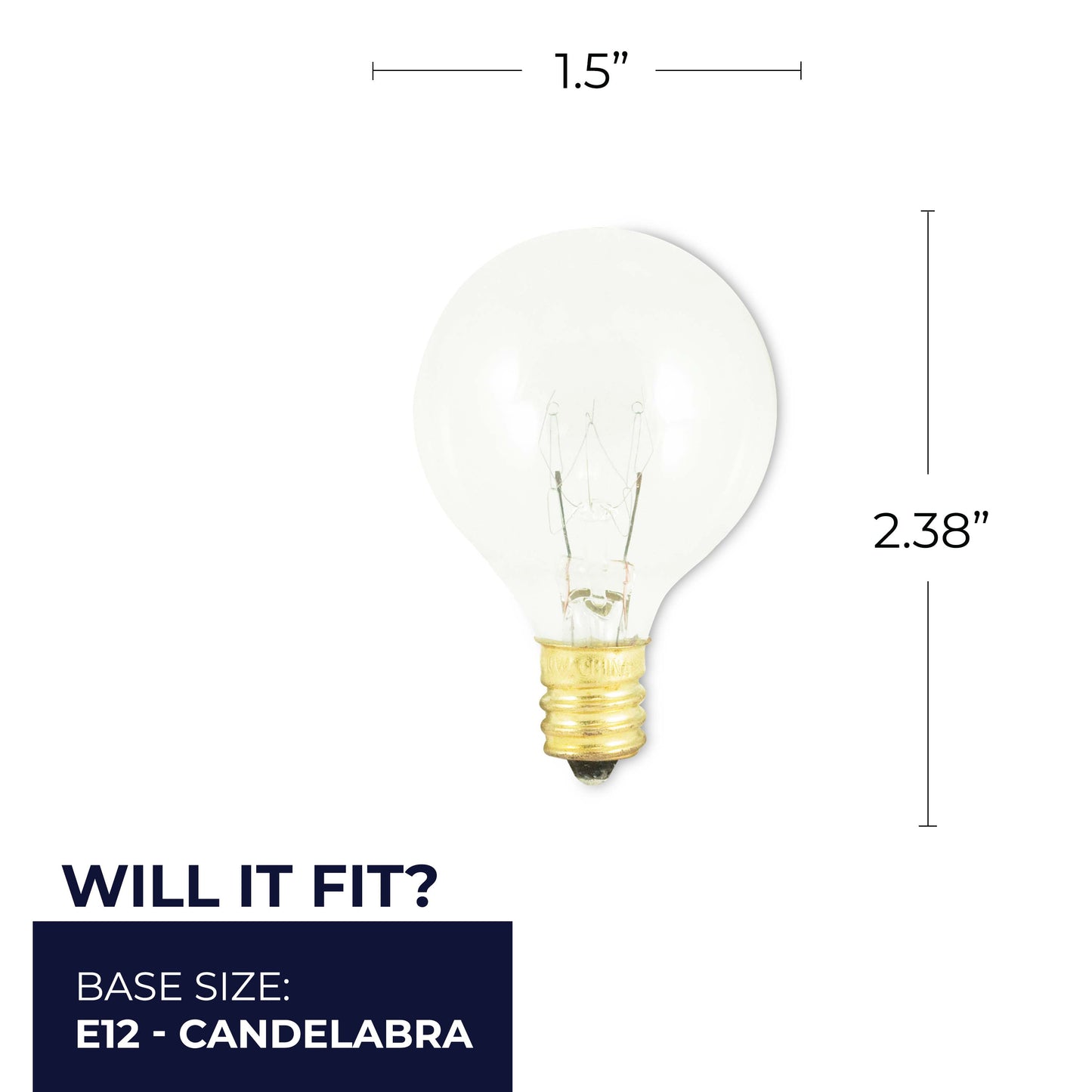 301010 - Dimmable Clear G12 Globe Incandescent Candelabra Light Bulb - 10 Watt - 50 Pack