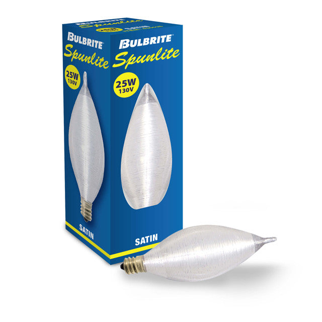 430025 - Spunlite Satin Candelabra Light Bulb - 25 Watt - 25 Pack