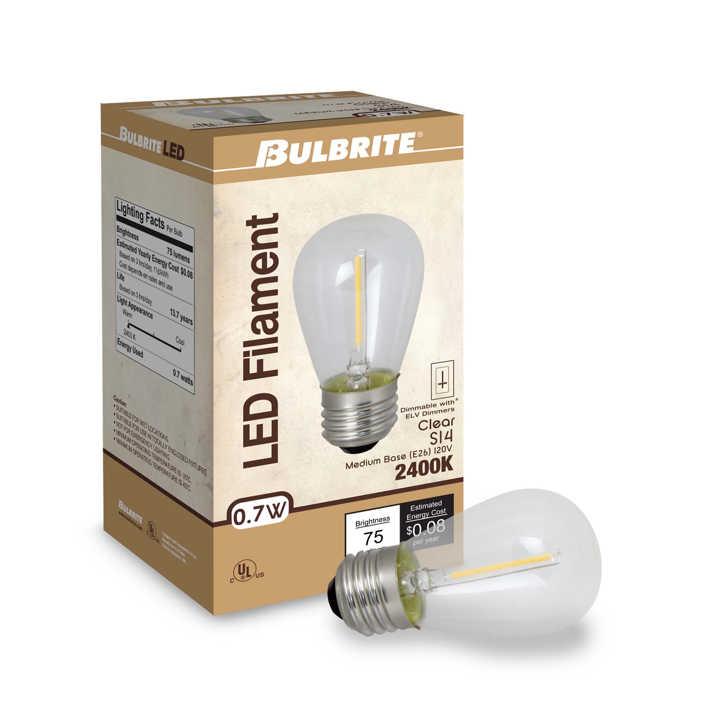 776684 - Filaments S14 Sign LED Light Bulb - 0.7 Watt - 2400K - 6 Pack