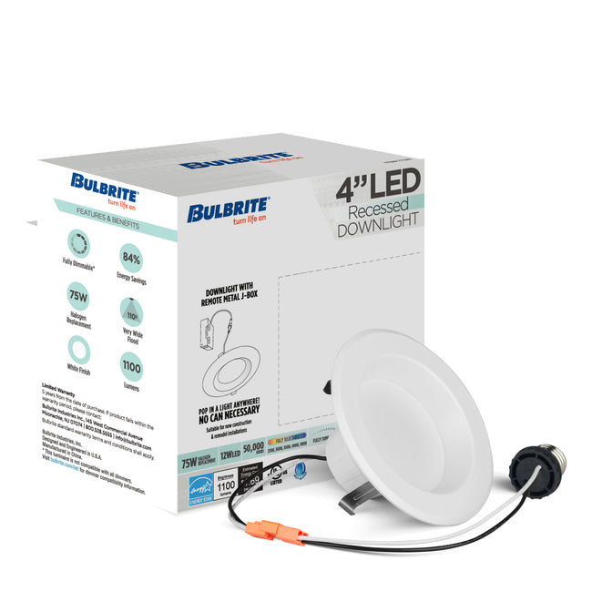 773190 - 4" Retrofit Recessed LED Ceiling Light with Adapter - 12 Watt - Adjustable Color Temp - 4 P