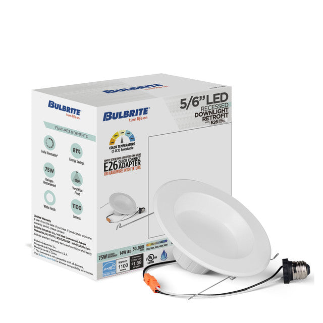 773191 - 5" / 6" Retrofit Recessed LED Ceiling Light with Adapter - 14 Watt - Adjustable Color Temp