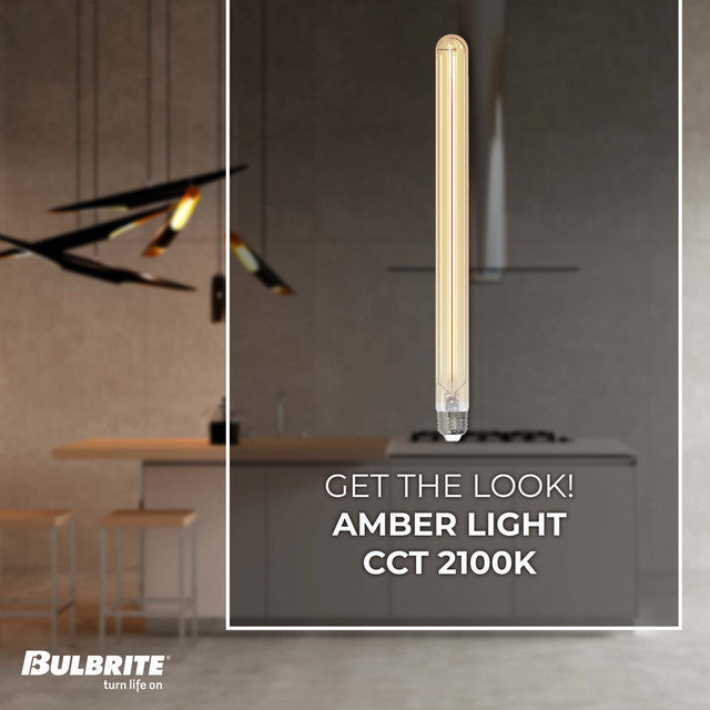 776719 - Filaments Dimmable Antique Glass 15" T9 LED Light Bulb - 5 Watt - 2100K - 4 Pack