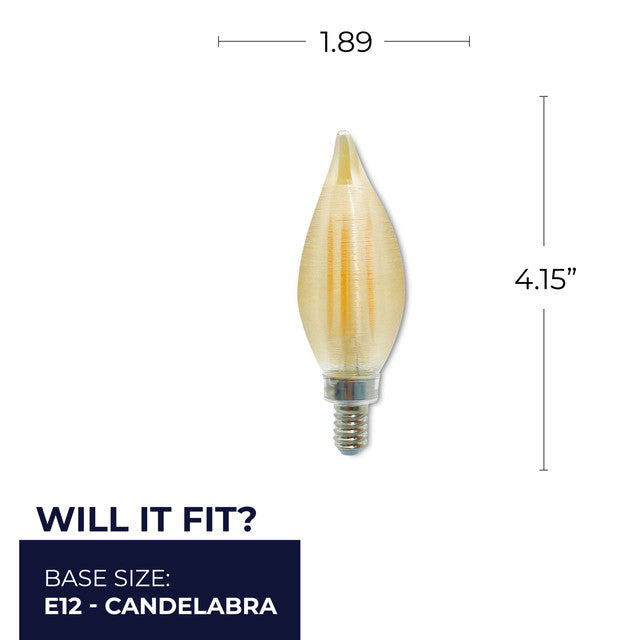 776591 - Filaments Dimmable Amber Spunlite LED Candelabra Light Bulb - 4 Watt - 2100K - 4 Pack