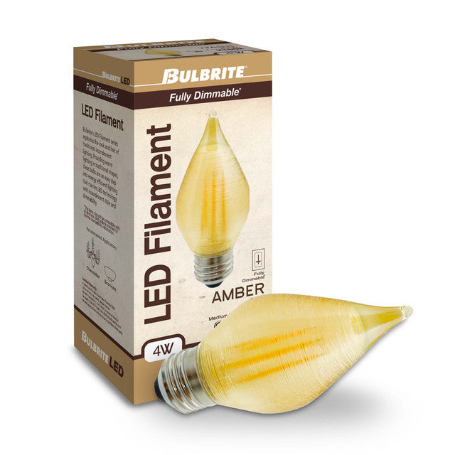 776593 - Filaments Dimmable Amber Spunlite LED Light Bulb - 4 Watt - 2100K - 4 Pack