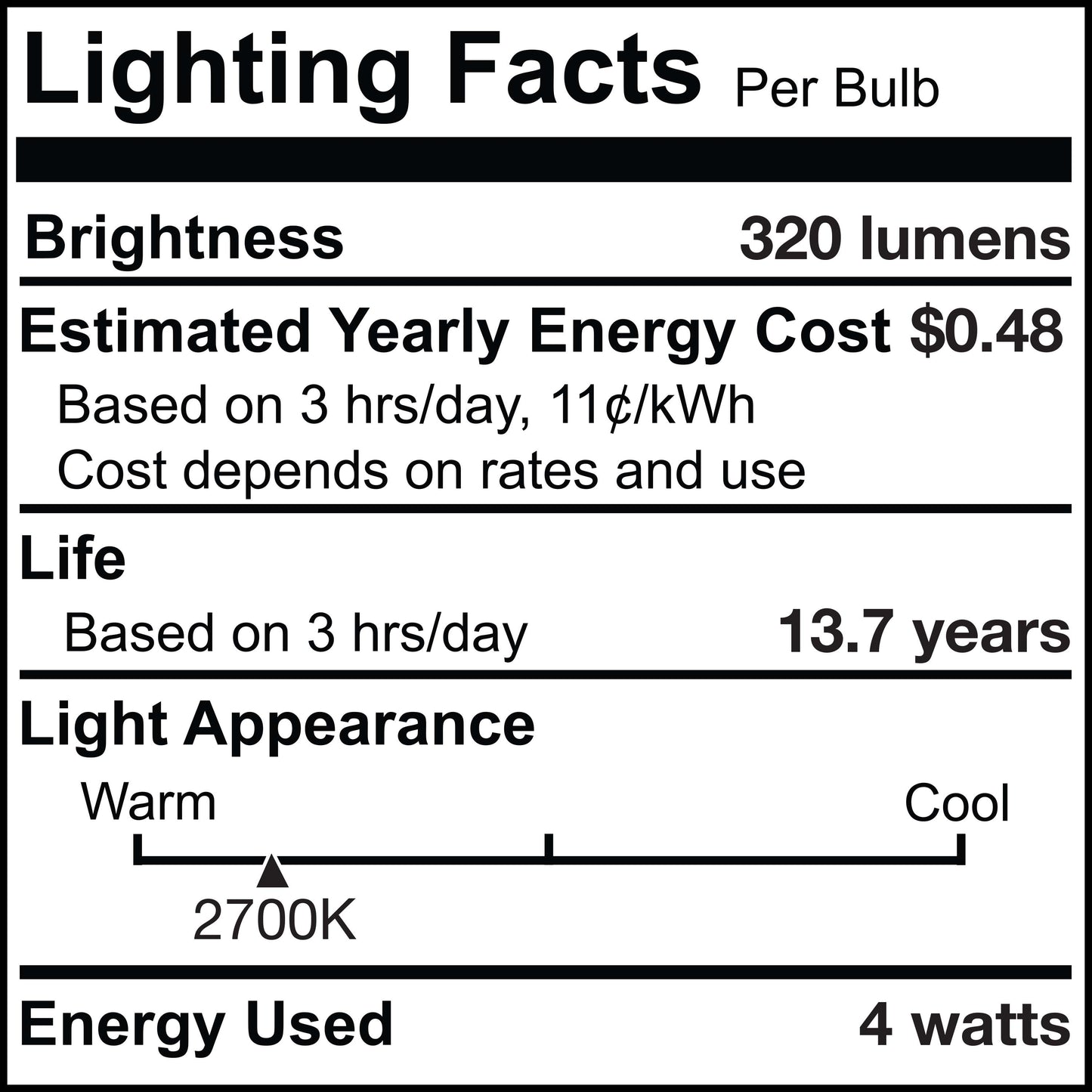 776580 - Filaments Dimmable Clear Fiesta LED Light Bulb - 4 Watt - 2700K - 4 Pack
