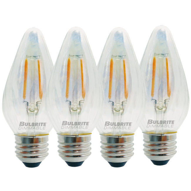 776580 - Filaments Dimmable Clear Fiesta LED Light Bulb - 4 Watt - 2700K - 4 Pack
