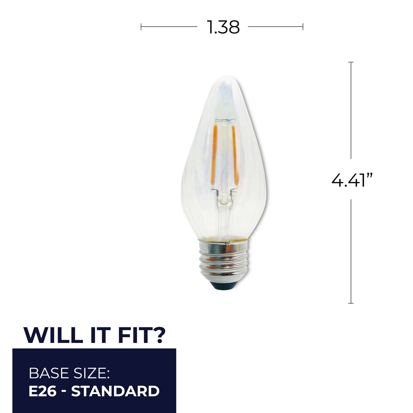 776580 - Filaments Dimmable Clear Fiesta LED Light Bulb - 4 Watt - 2700K - 4 Pack