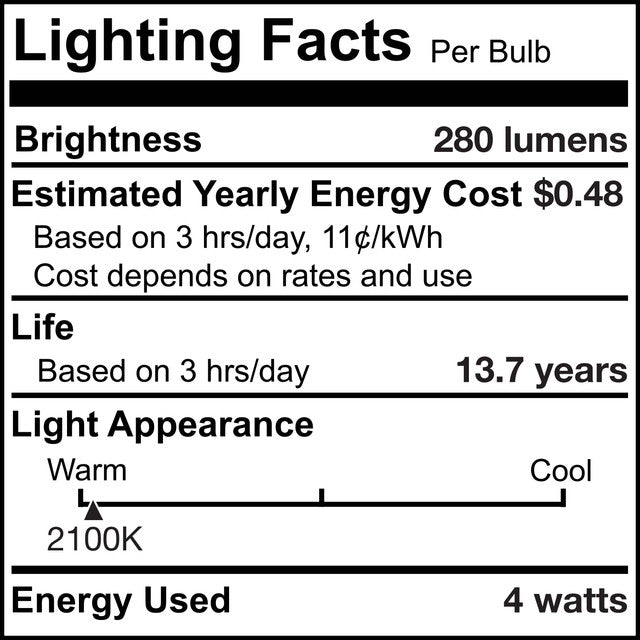 776581 - Filaments Dimmable Amber Fiesta LED Light Bulb - 4 Watt - 2100K - 4 Pack