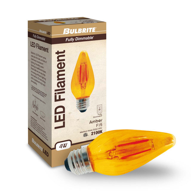 776581 - Filaments Dimmable Amber Fiesta LED Light Bulb - 4 Watt - 2100K - 4 Pack