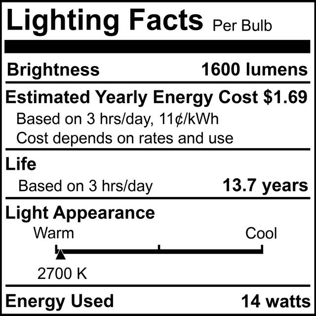 776915 - Filaments Dimmable Clear Glass A19 LED Light Bulb - 14 Watt - 2700K - 4 Pack