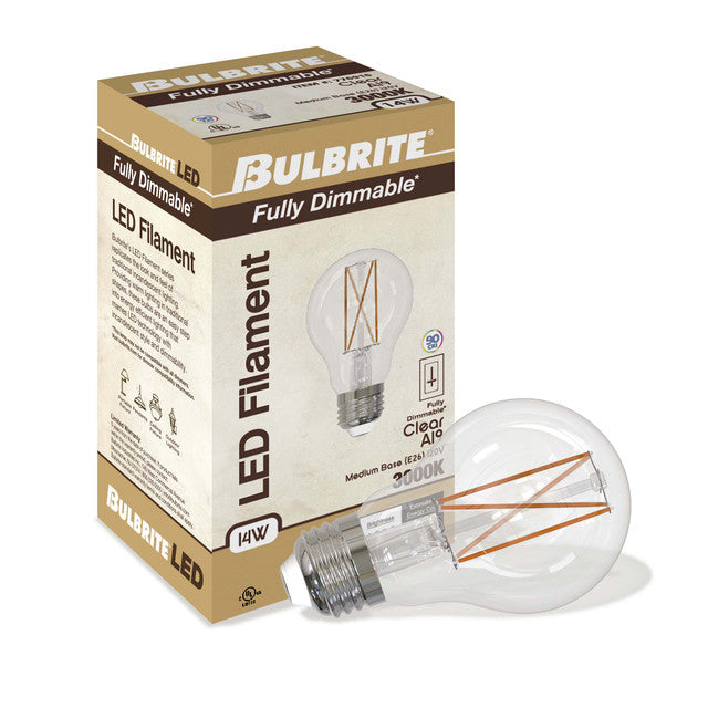776916 - Filaments Dimmable Clear Glass A19 LED Light Bulb - 14 Watt - 3000K - 4 Pack