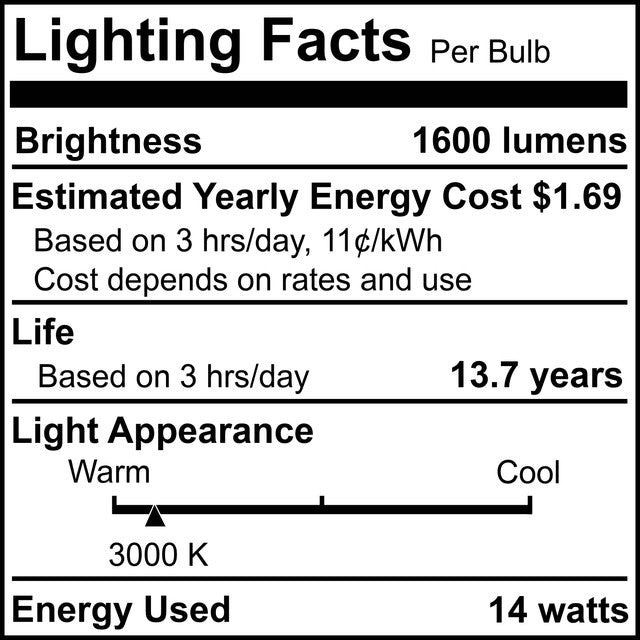 776916 - Filaments Dimmable Clear Glass A19 LED Light Bulb - 14 Watt - 3000K - 4 Pack