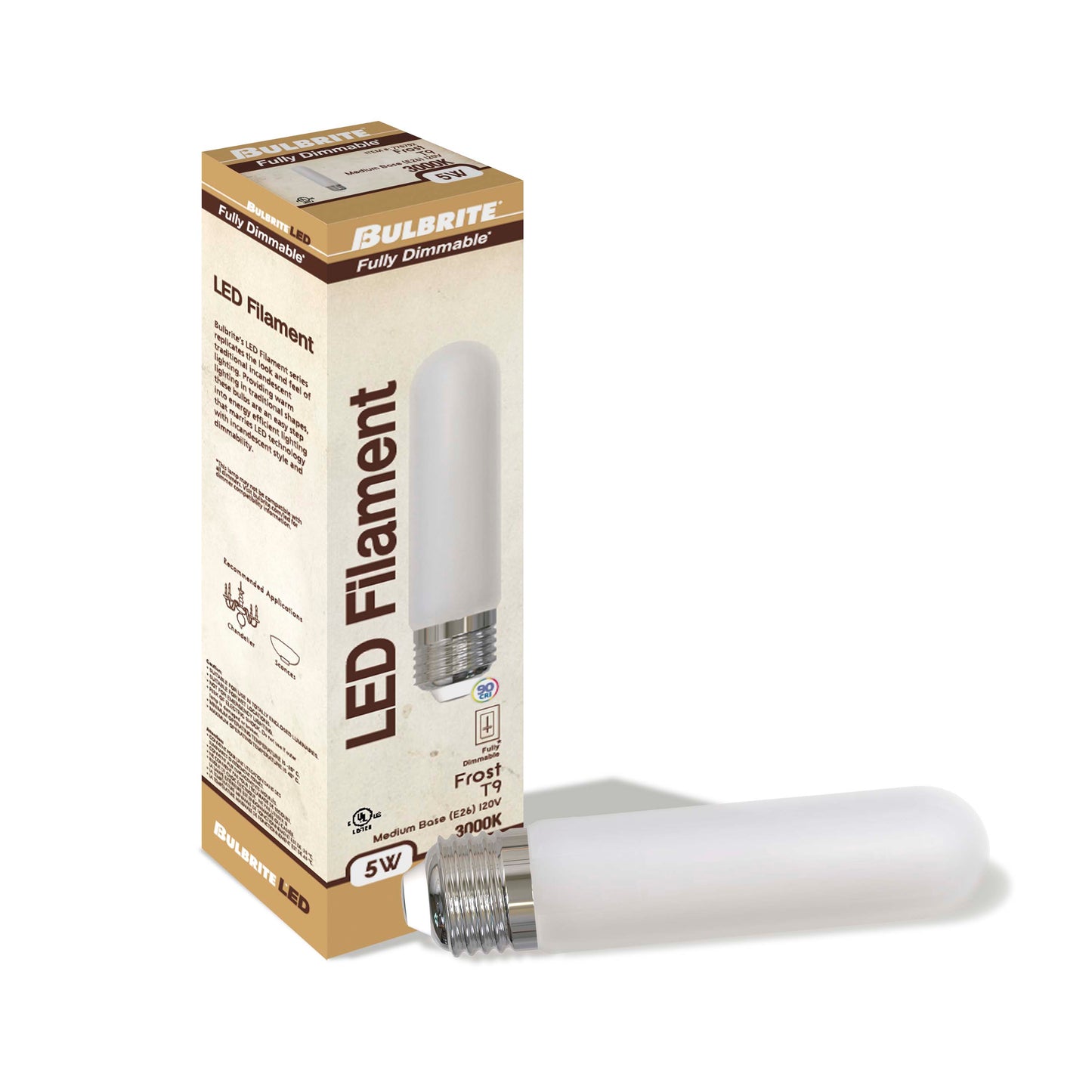 776792 - Frosted Dimmable Tubular 5" T9 LED Light Bulb - 5 Watt - 3000K - 4 Pack