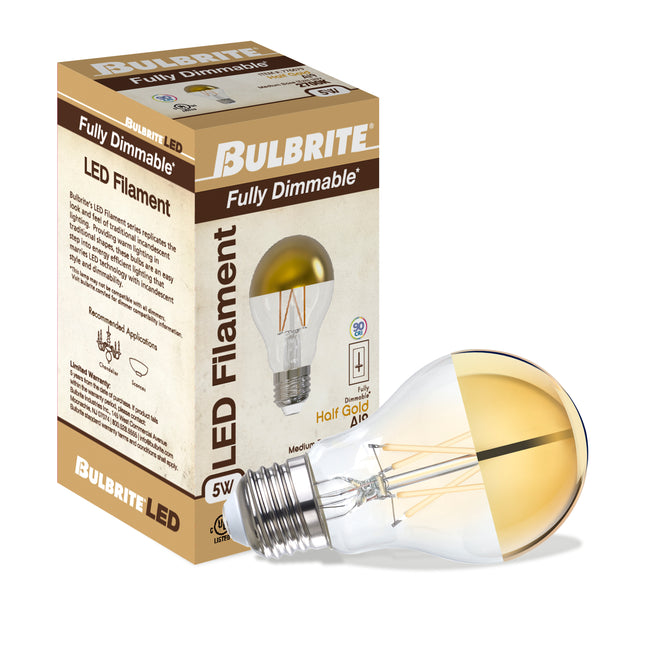 776679 - Globe A19 Half Gold LED Light Bulb - 5 Watt - 2700K - 4 Pack