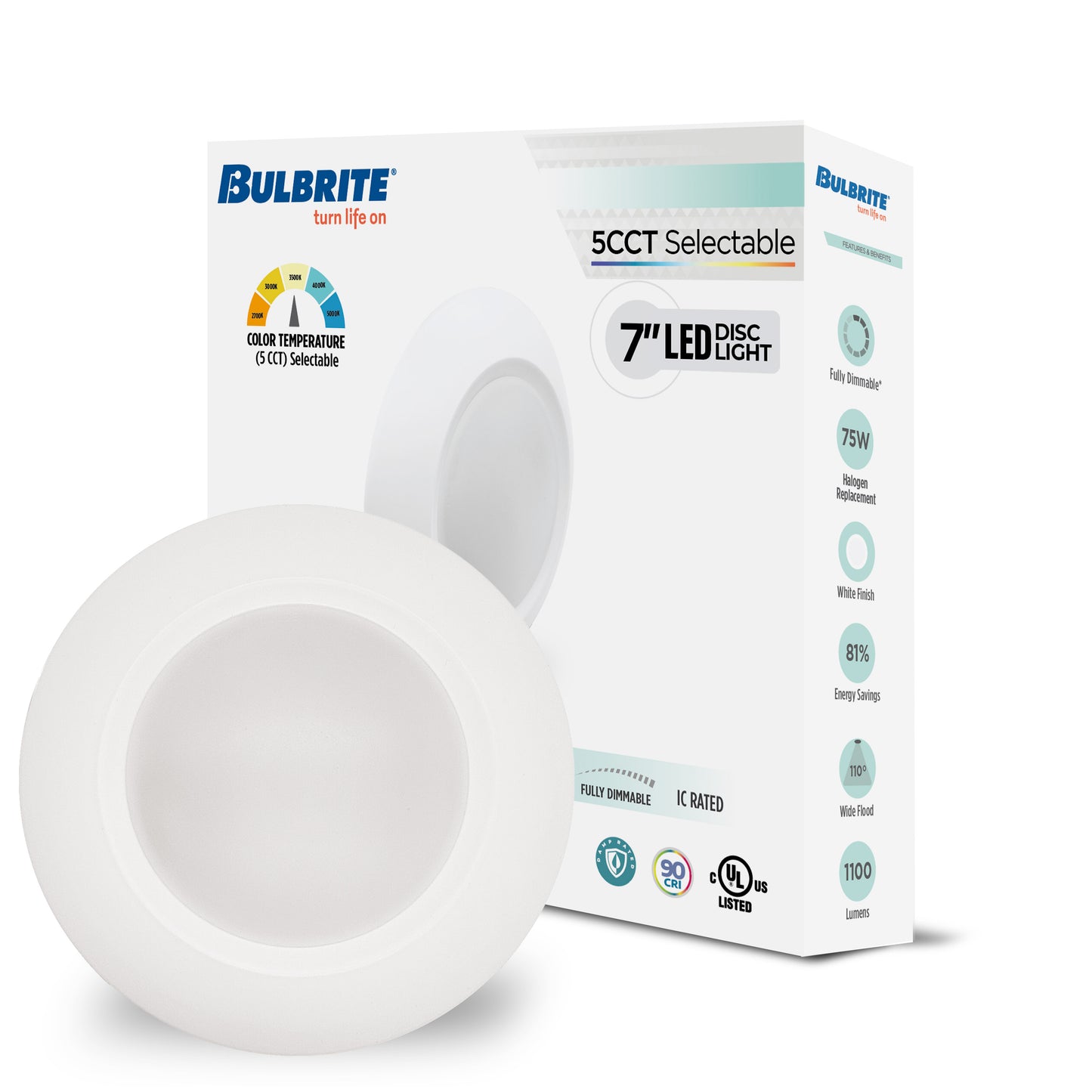 773273 - 7" LED Disc Light - 14 Watt - Selectable Color Temp - 6 Pack
