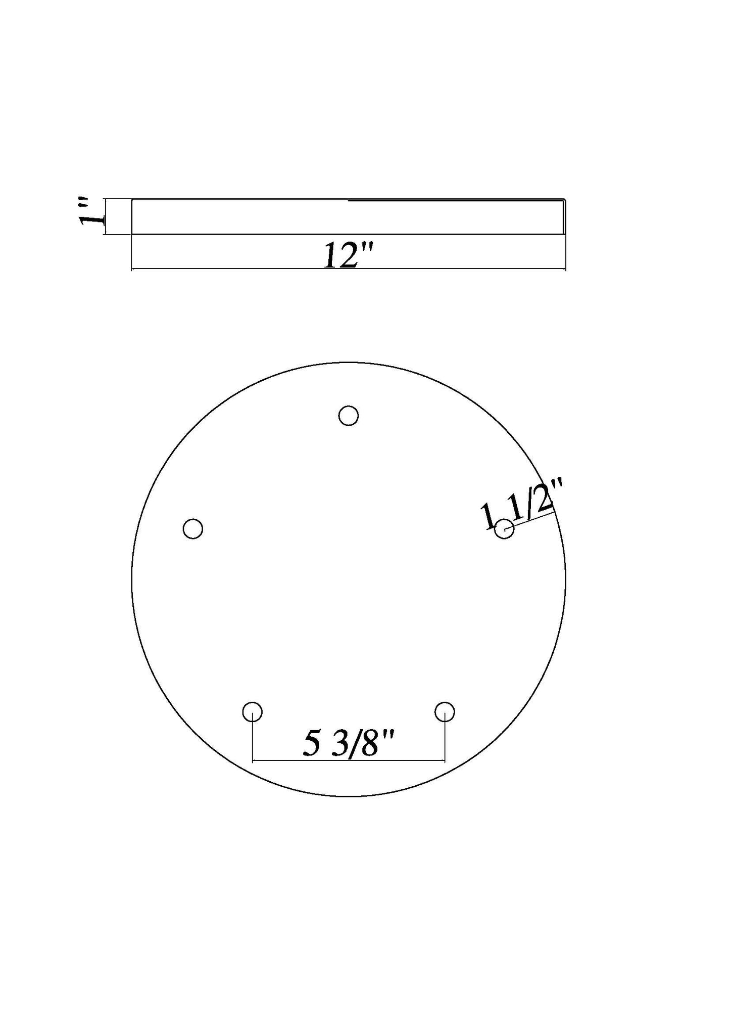 CP1205R-MB - Multi Point Canopy 5 Light Ceiling 12" Plate - Matte Black