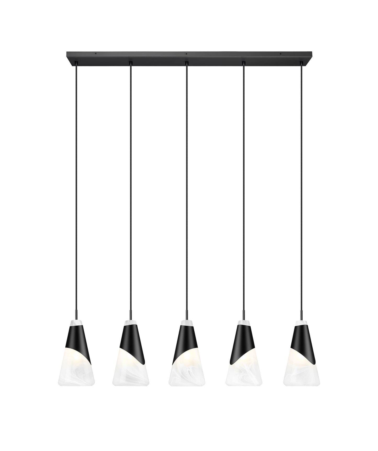 828P6-5L-MB - Aimie 5 Light Linear 42" Chandelier - Matte Black
