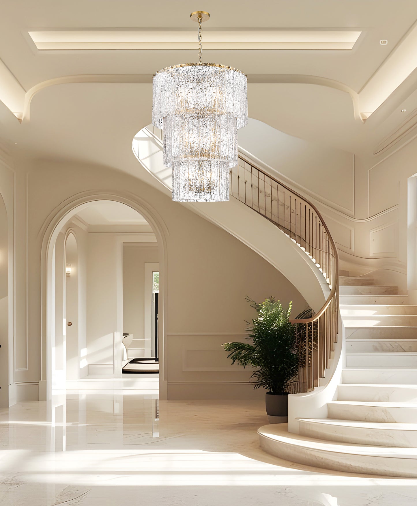 1943-36MGLD - Glacier 12 Light 28" Chandelier - Modern Gold
