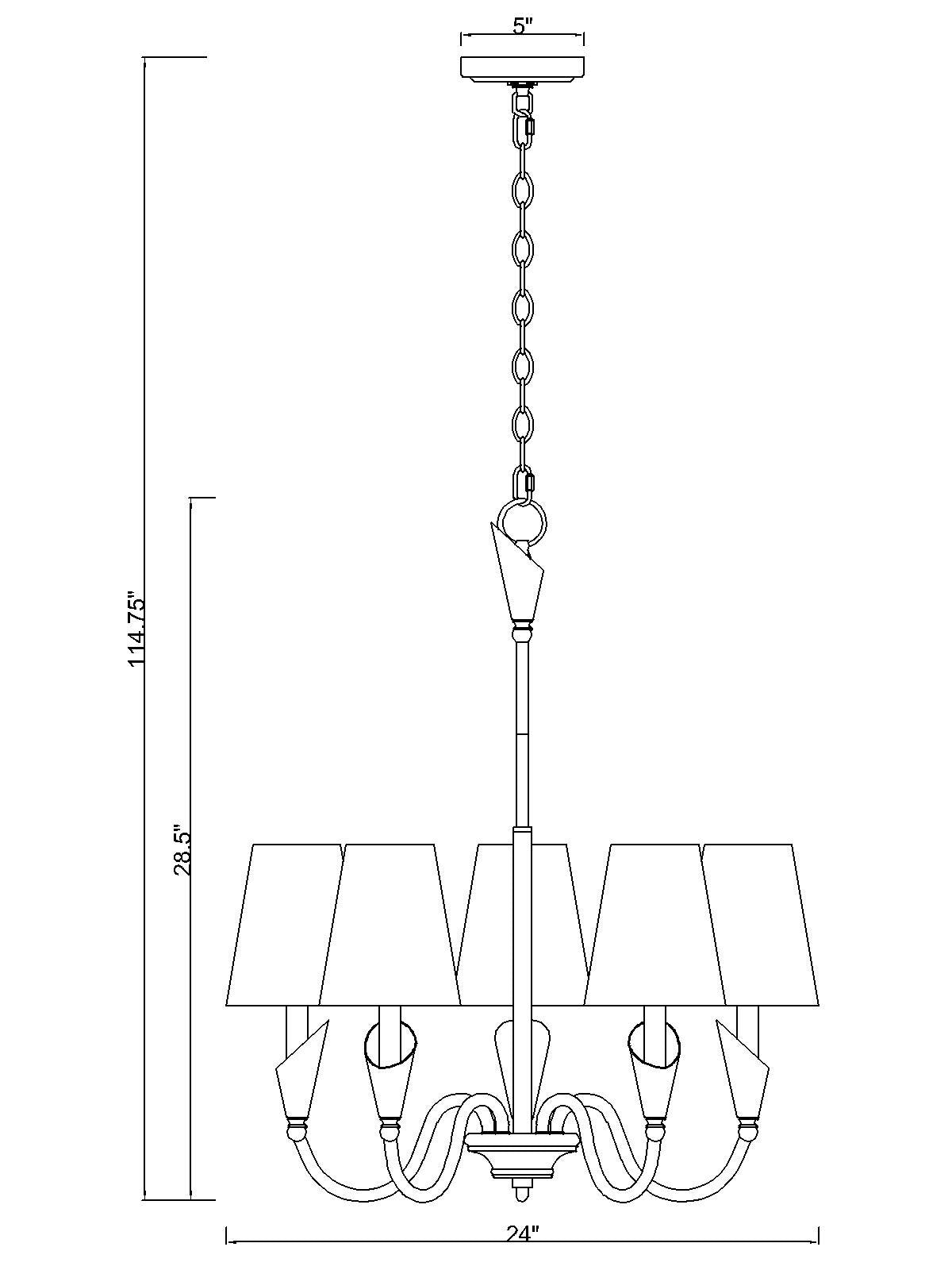 4014-24MB-MGLD - Claudelle 5 Light 24" Chandelier - Matte Black / Modern Gold