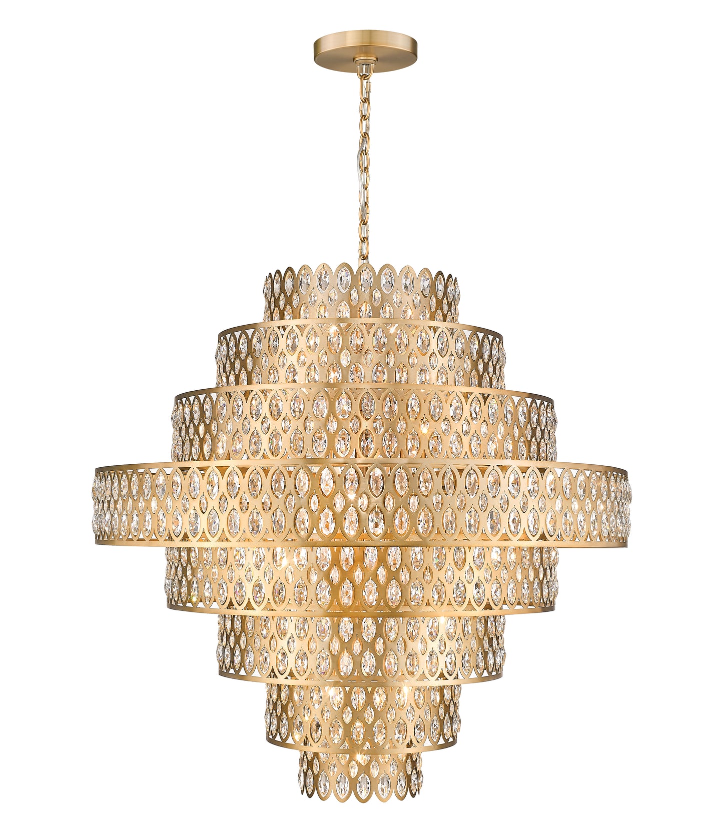822P45-HB - Dealey 25 Light 45" Chandelier - Heirloom Brass