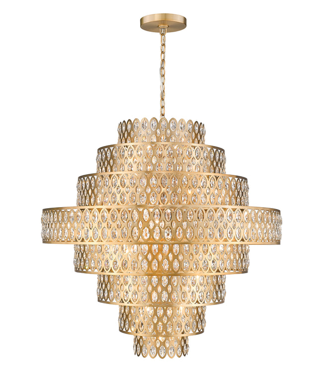 822P45-HB - Dealey 25 Light 45" Chandelier - Heirloom Brass