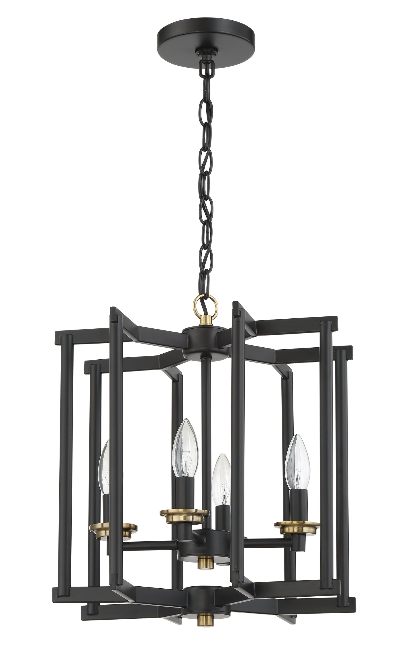 56934-FBSB - Avante Grand 4 Light 14" Wide Foyer Light - Flat Black / Satin Brass