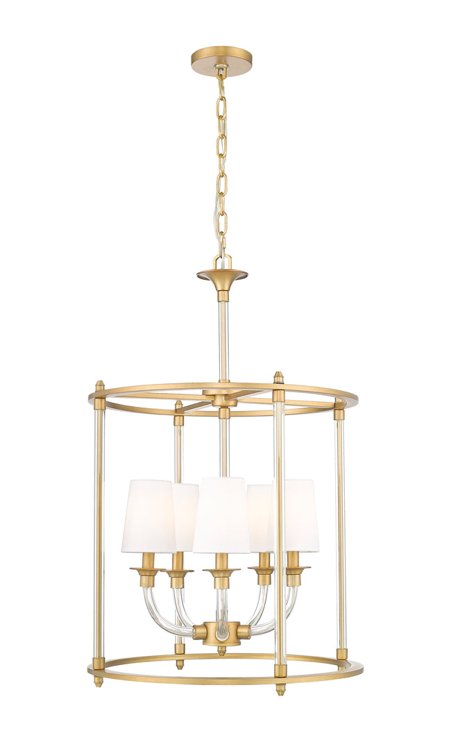 1950-5C-RB - Katerina 5 Light 20" Chandelier - Rubbed Brass