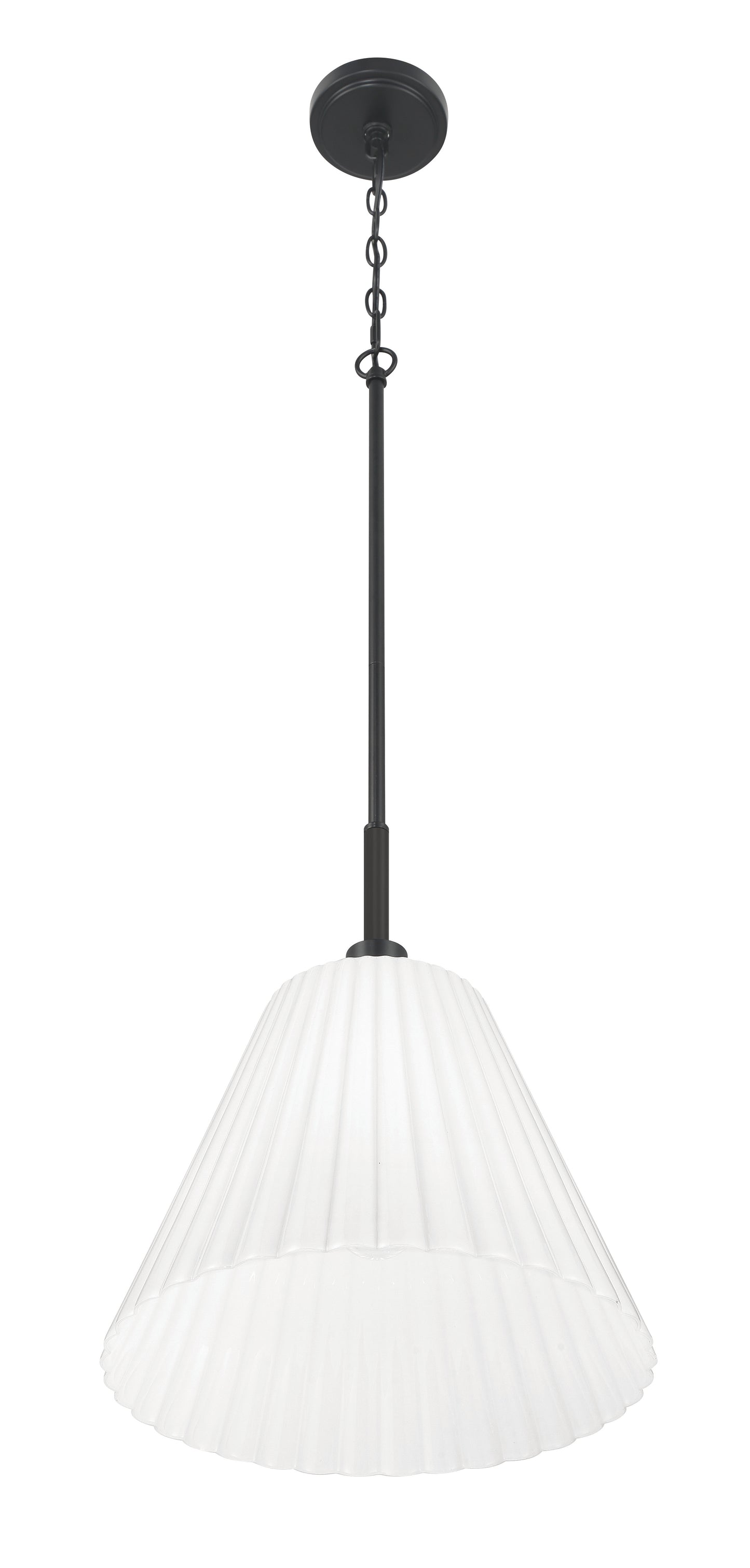62392-FB - Pleated II 1 Light 14" Wide Pendant - Flat Black