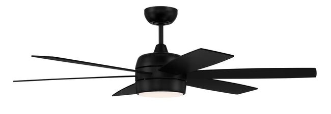 TRV52FB6-NWF - Trevor 52" Indoor/Outdoor Ceiling Fan with no Wifi 52" 6 Blade Indoor Outdoor Ceiling Fan with Light Kit - Flat Black