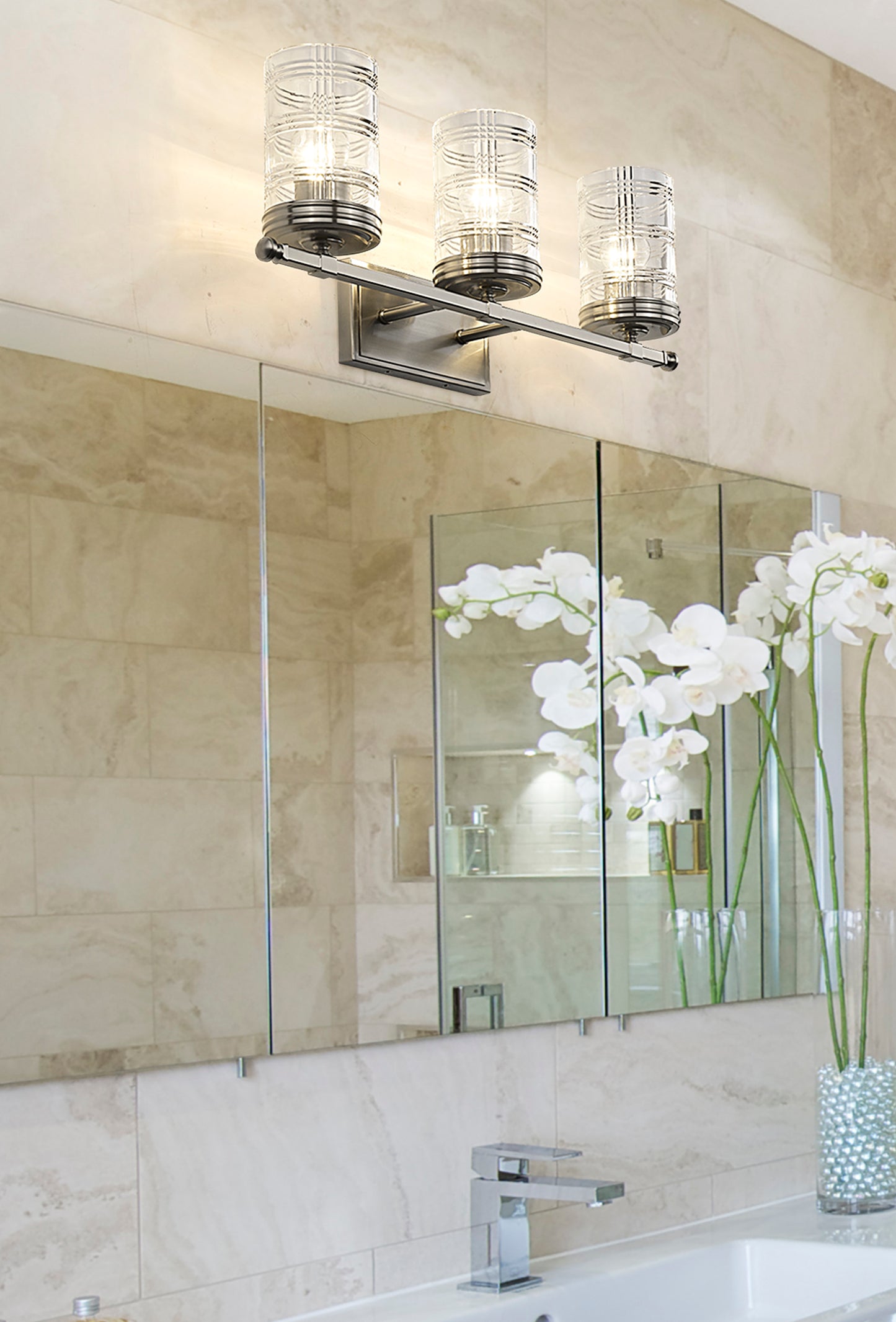 344-3V-BN - Archer 3 Light 25" Vanity - Brushed Nickel
