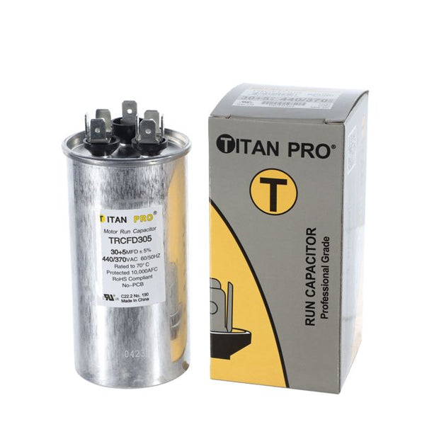 TRCFD305 - Titan Pro 30/5 MFD Round Dual Run Capacitor - 440/370V