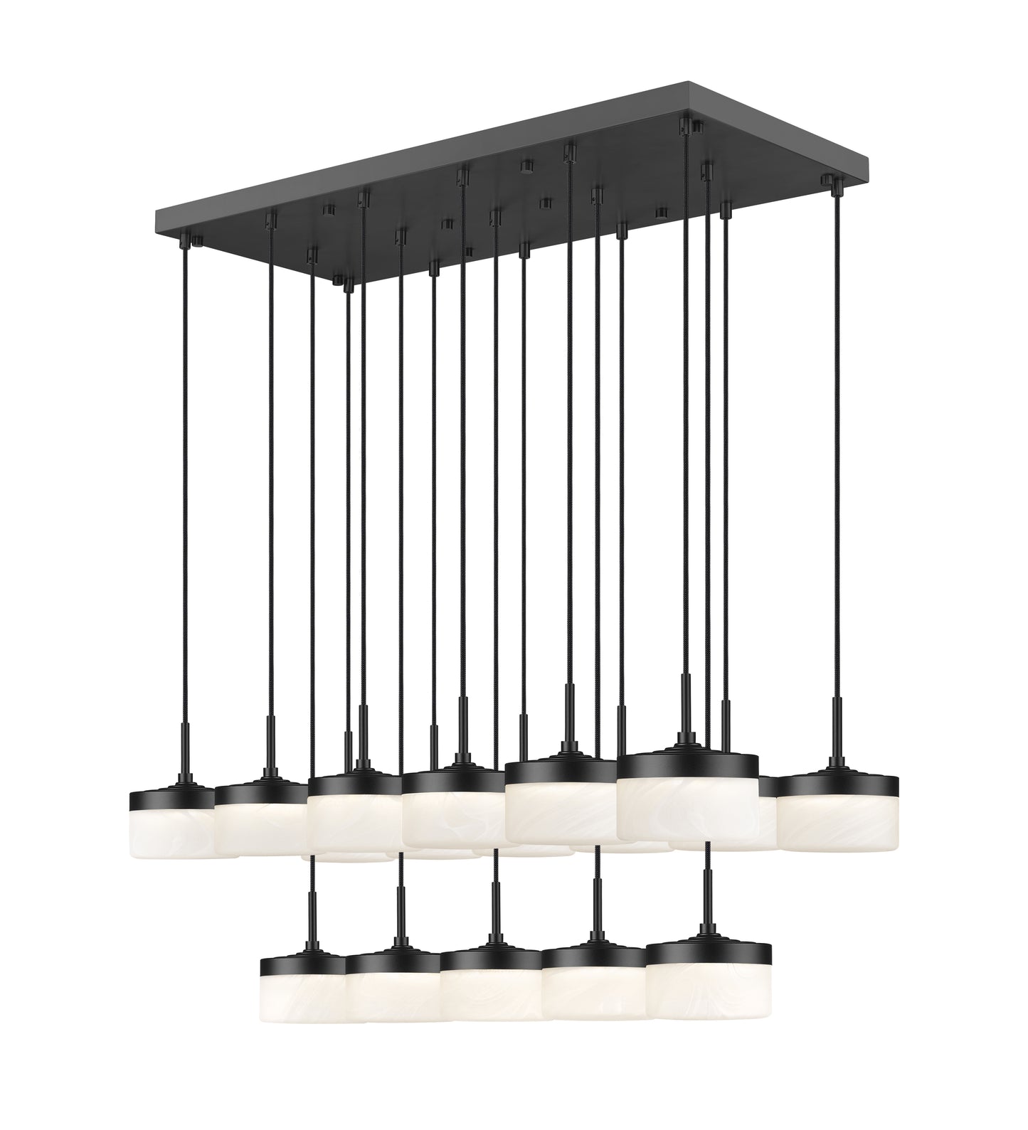 827P6-17L-MB-LED - Renaud 17 Light Linear 47" Chandelier - Matte Black