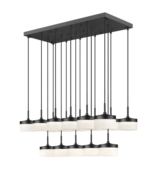 827P6-17L-MB-LED - Renaud 17 Light Linear 47" Chandelier - Matte Black
