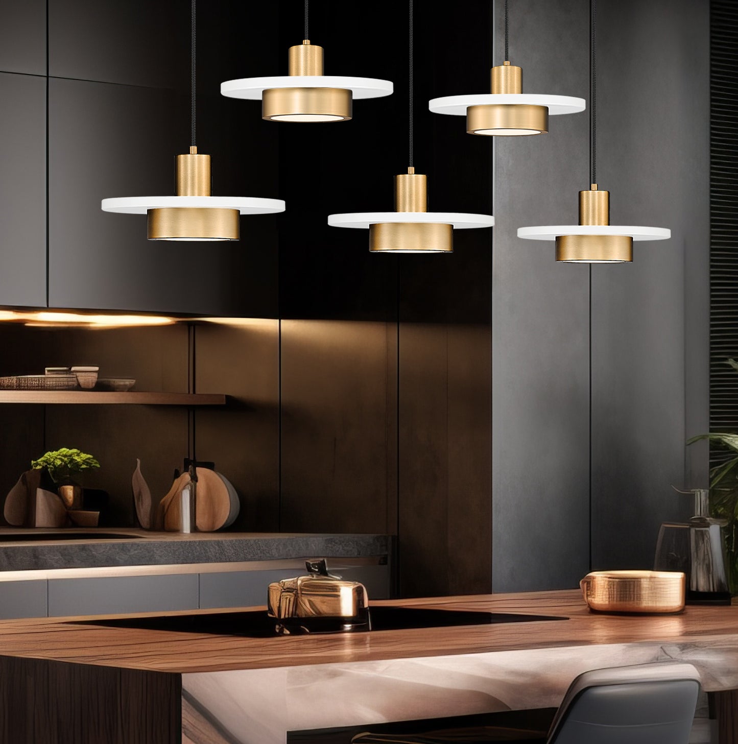 829P12-5L-MW-MGLD-LE - Ludo 5 Light Linear 52" Chandelier - Matte White / Modern Gold