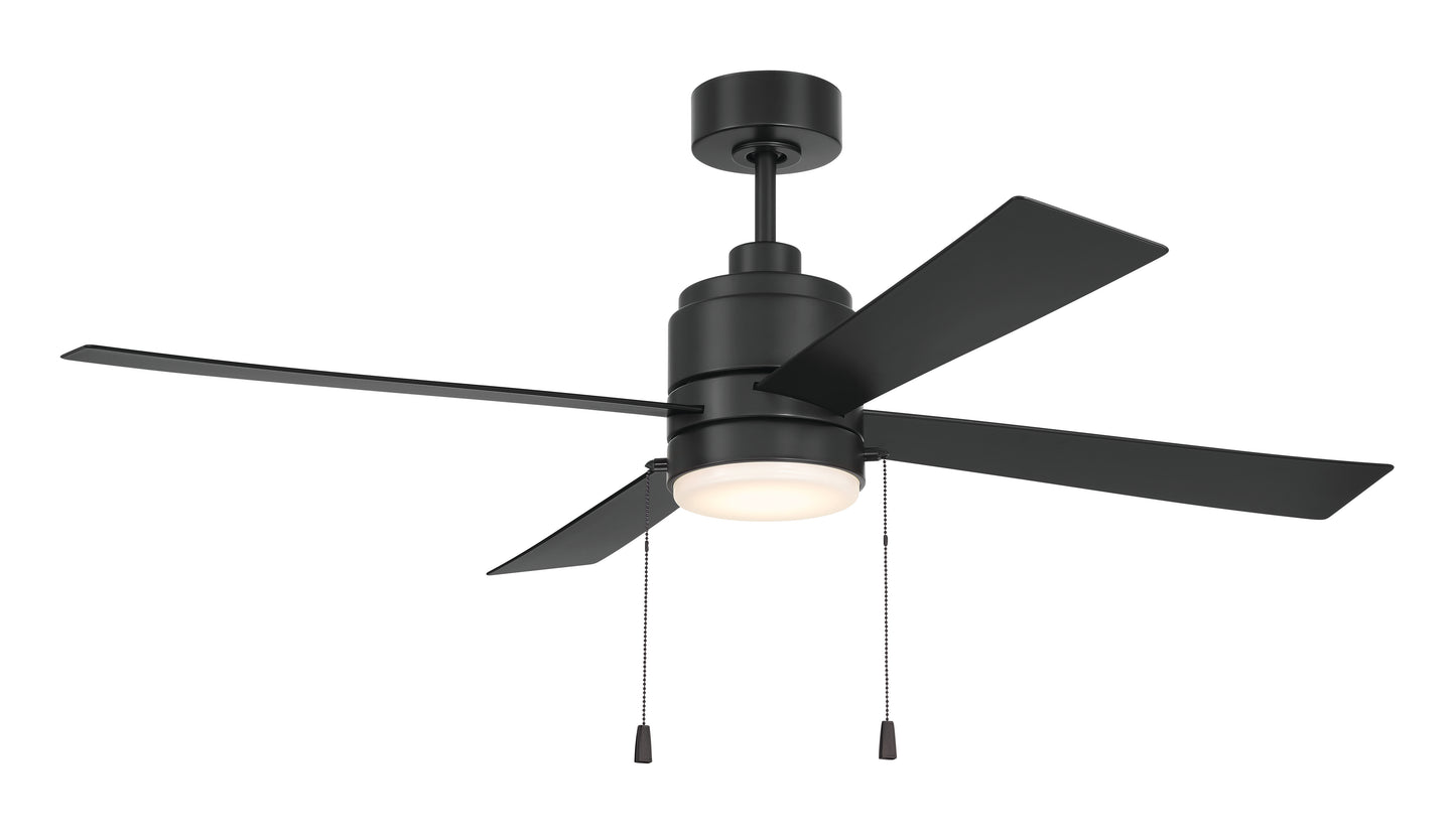 OMCY52FB4-PC - Outdoor McCoy 52 4 Blade with Pull Chains 52" 4 Blade Indoor Outdoor Ceiling Fan with Light Kit - Flat Black