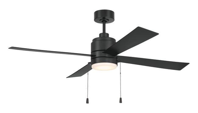 OMCY52FB4-PC - Outdoor McCoy 52 4 Blade with Pull Chains 52" 4 Blade Indoor Outdoor Ceiling Fan with Light Kit - Flat Black