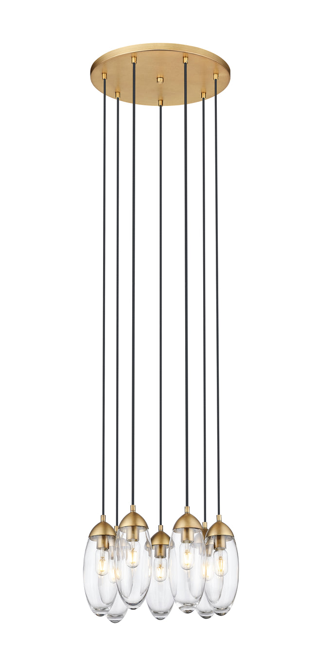 651P-7R-RB - Arden 7 Light 18" Chandelier - Rubbed Brass