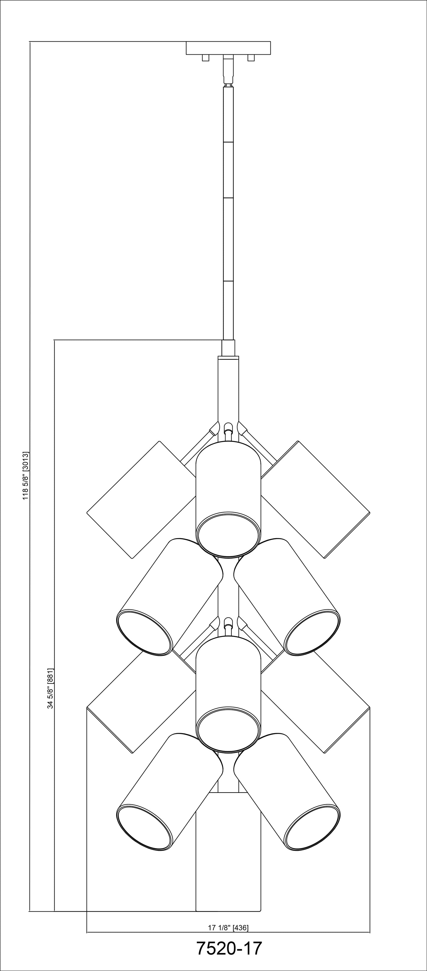 7520-17MB - Lumina 17 Light 17" Chandelier - Matte Black
