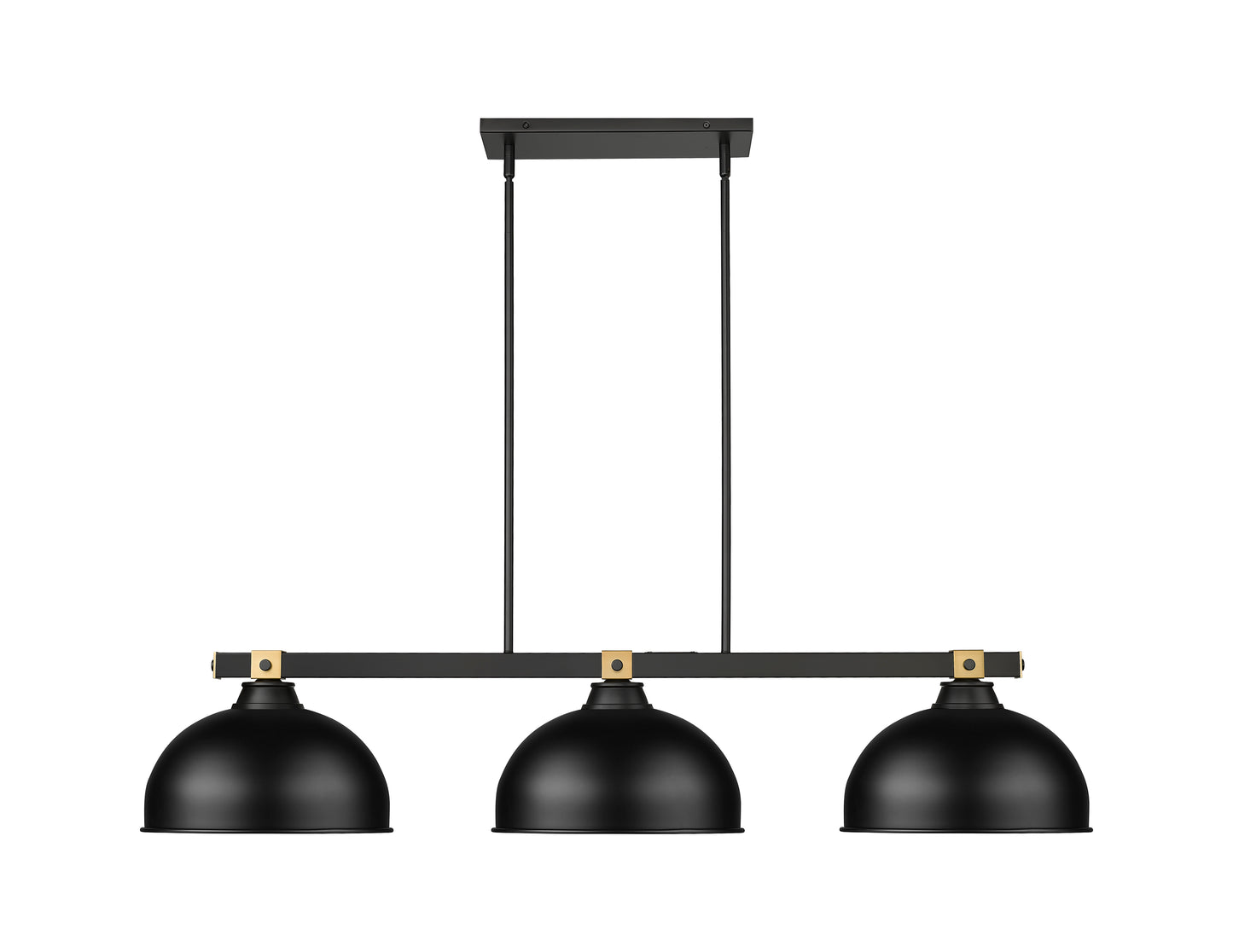 1955-3MB-RB-D13MB - Bronte 3 Light 52" Billiard - Matte Black / Rubbed Brass