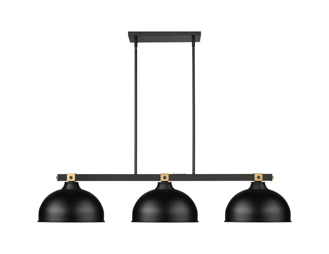 1955-3MB-RB-D13MB - Bronte 3 Light 52" Billiard - Matte Black / Rubbed Brass