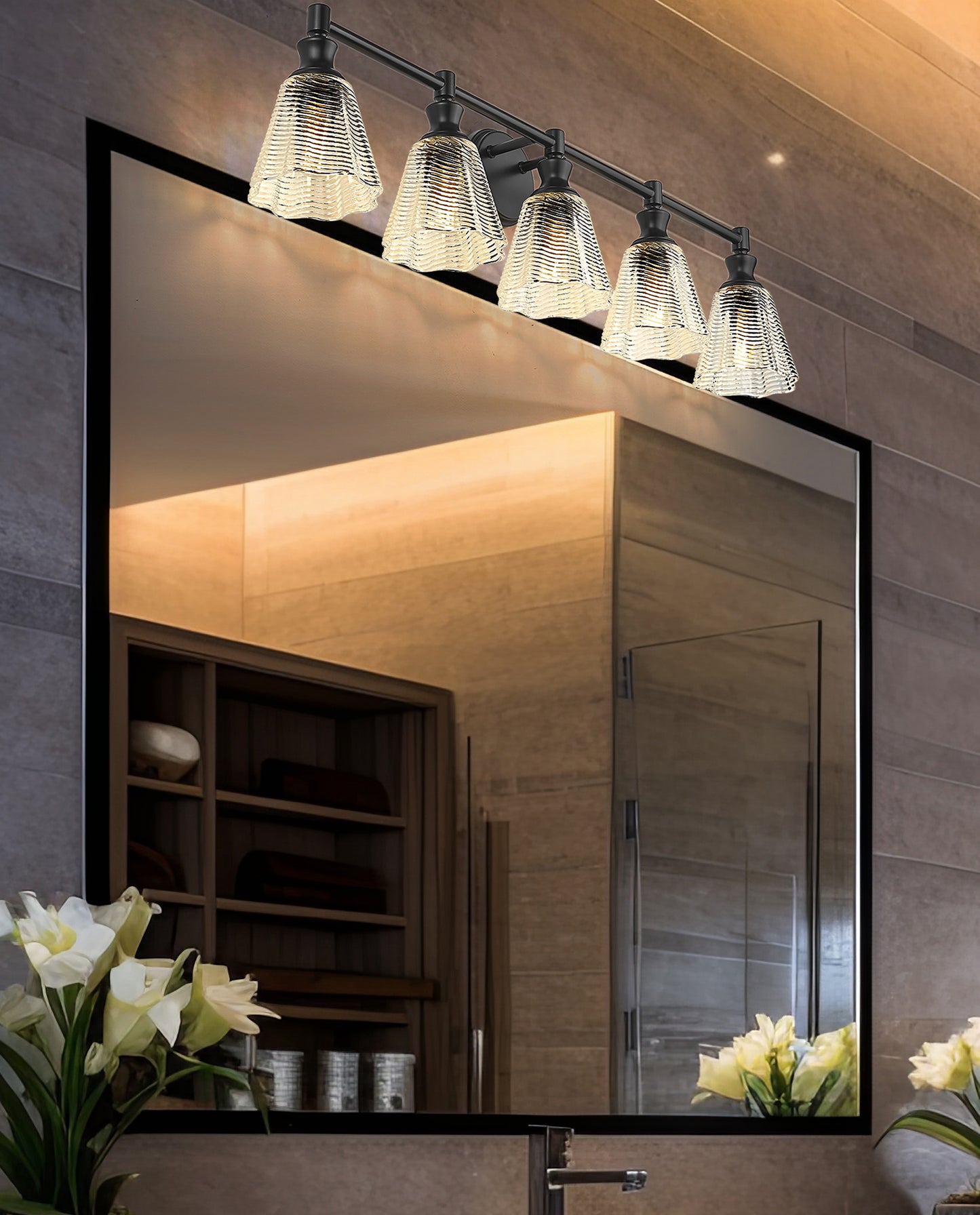 7704-5V-MB - Auden 5 Light 40" Vanity - Matte Black