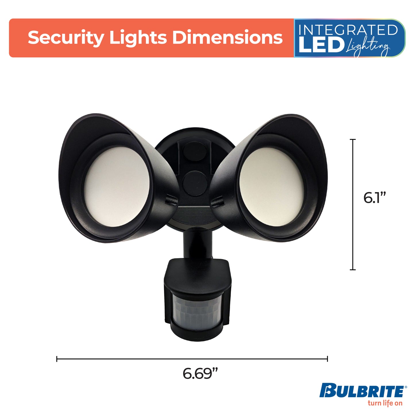 773703 - Motion Sensor / Dusk-To-Dawn Wired Outdoor 2-Head LED Security Flood Light, Black Finish