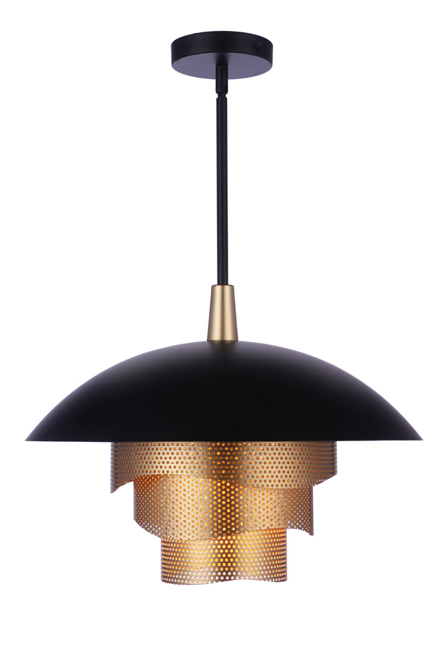P1010FBMG-LED - Sculptural Statement Pendants 1 Light 19" Wide Pendant - Flat Black / Matte Gold
