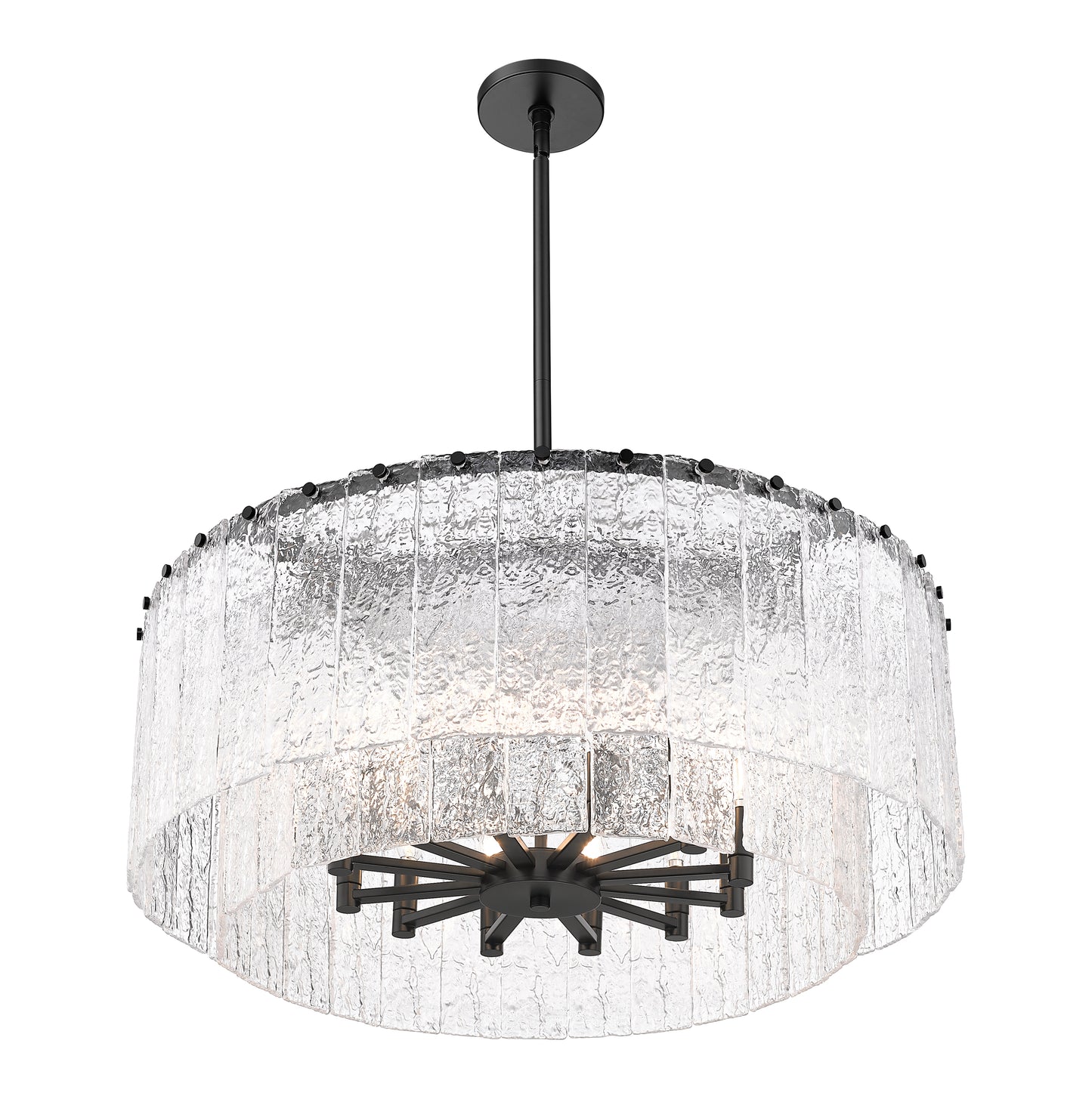 1943P32-2-MB - Glacier 12 Light 33" Pendant - Matte Black
