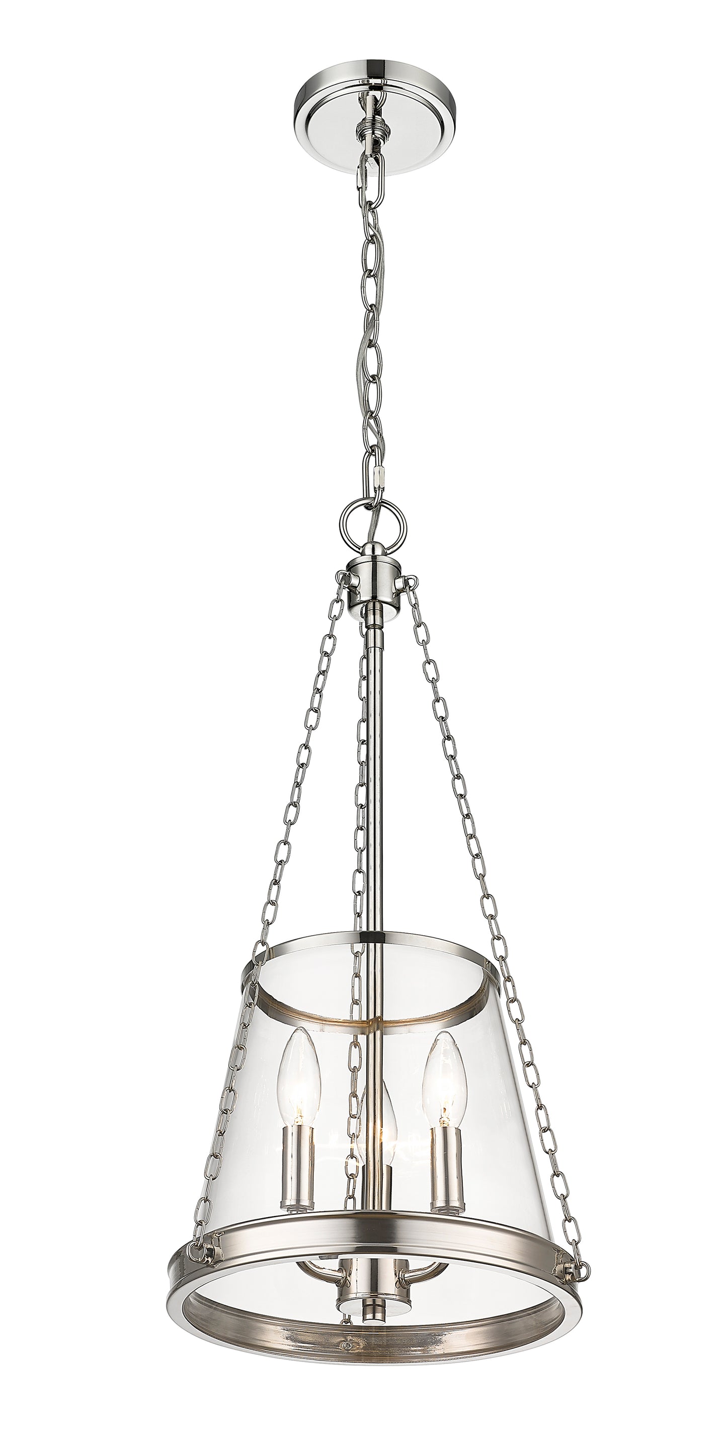 341P12-PN - Prescott 3 Light 12" Pendant - Polished Nickel