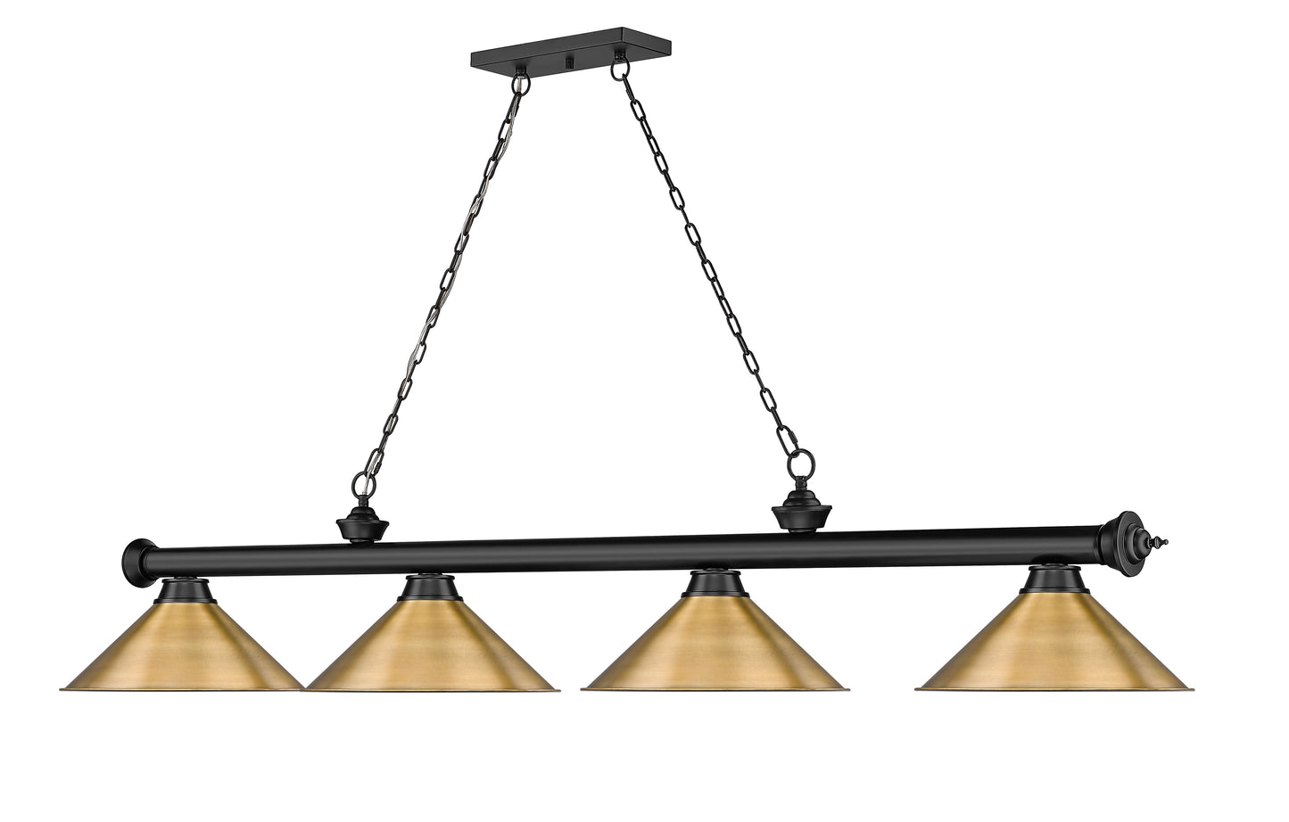 2306-4MB-RB15 - Cordon 4 Light 81" Billiard - Matte Black / Rubbed Brass
