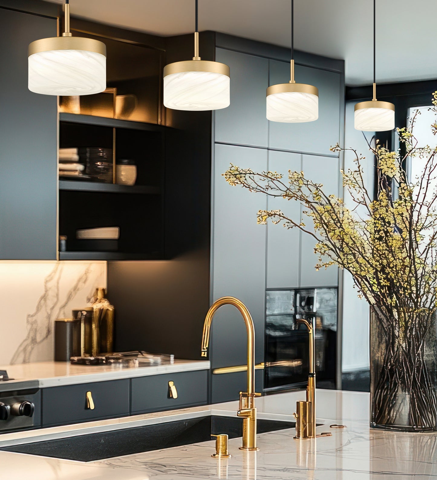 827P6-MGLD-LED - Renaud 1 Light 7" Pendant - Modern Gold